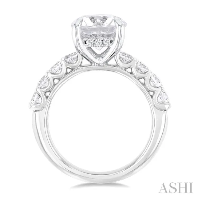 1 1/3 Ctw Round Shape Round Cut Diamond Semi Mount Engagement Ring in 14K White Gold