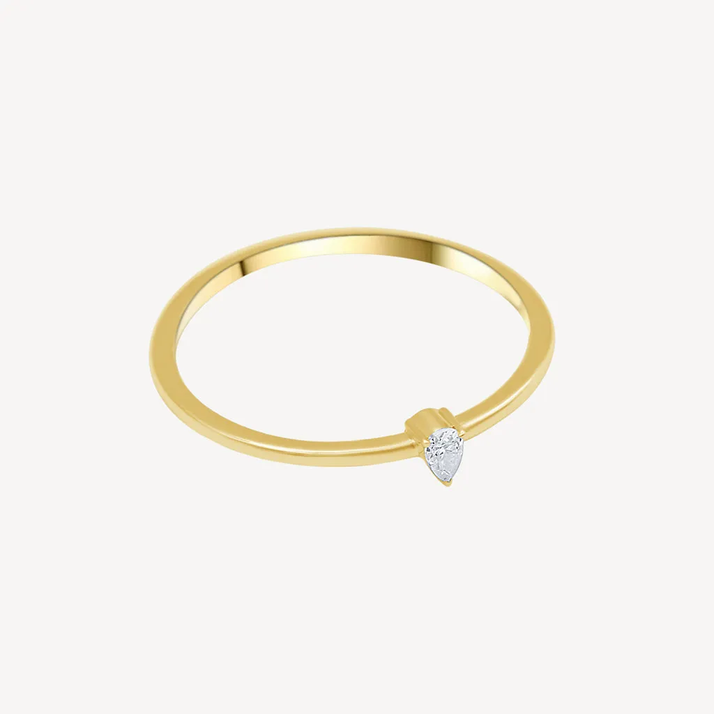 10k Gold Single Band Pear Diamond Engagement Ring