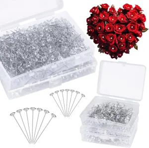 1200 Pcs Corsage Bouquet Pins 1.5inch and 2inch Crystal Diamond Pins Rhinestone Brooch Straight Floral Pins Clear Flower Bouquet Diamond Pins for Bouquets Wedding Bridal Anniversaries DIY Craft