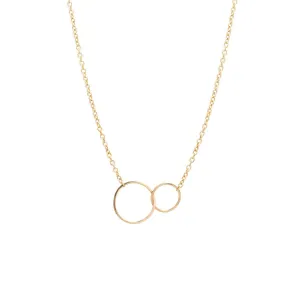 14K Gold Tiny Mixed Anchored Circles Necklace