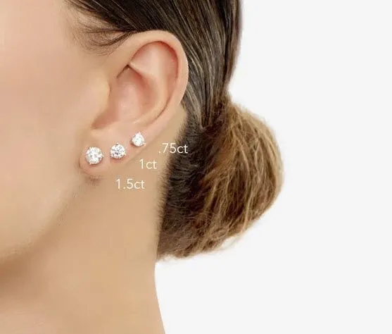 14k Rose Gold Bezel Round Diamond Single Stud Earring 0.37ctw (4.5mm Ea), H-i Color, Vs Clarity