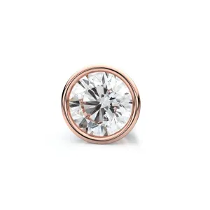 14k Rose Gold Bezel Round Diamond Single Stud Earring 0.37ctw (4.5mm Ea), H-i Color, Vs Clarity