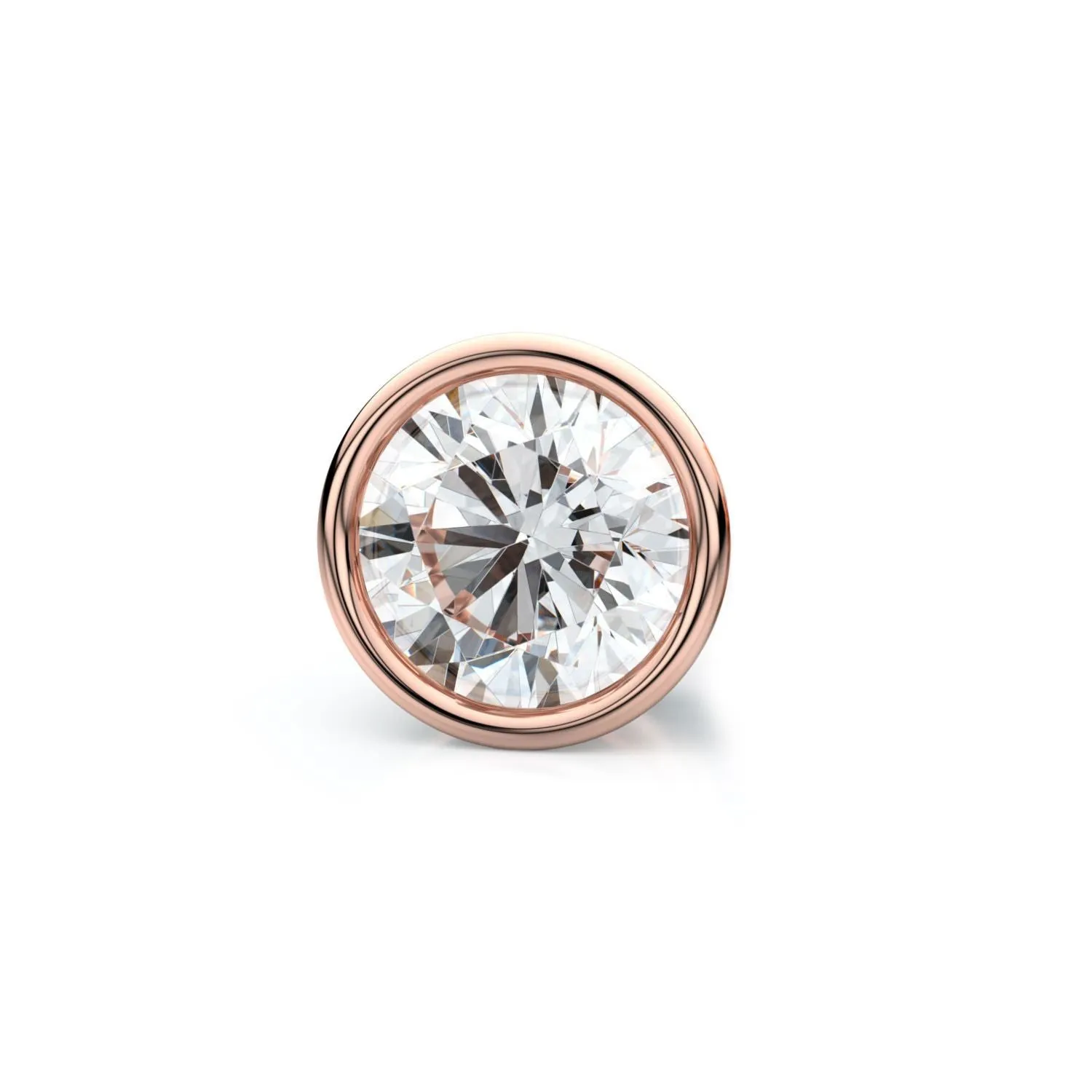 14k Rose Gold Bezel Round Diamond Single Stud Earring 0.37ctw (4.5mm Ea), H-i Color, Vs Clarity