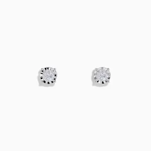 14K White Gold Diamond Solitaire Stud Earrings 0.59 TCW