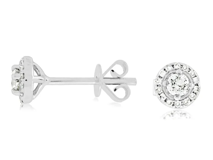 14K White Gold Illusion Diamond Cluster Studs