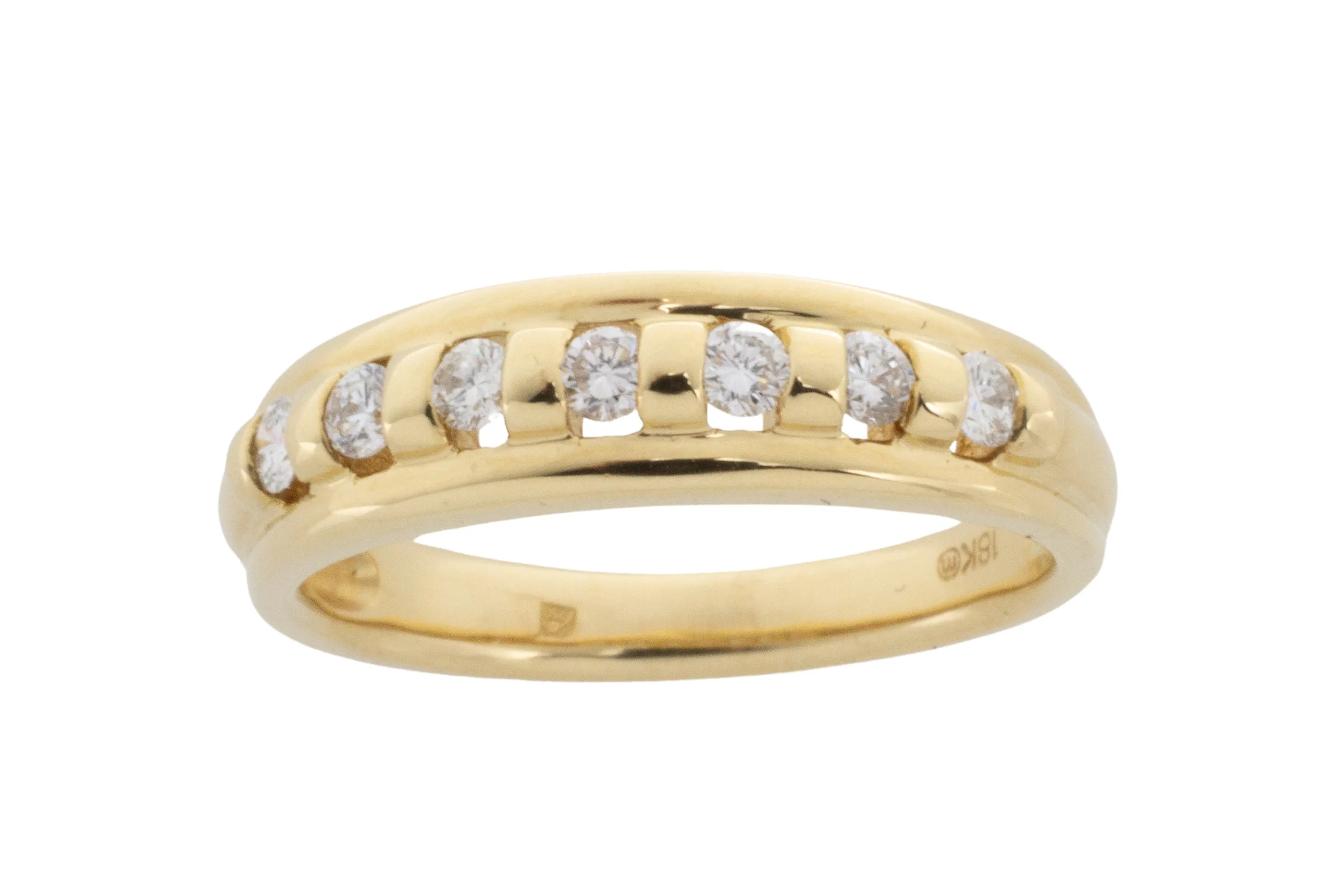 18 carat gold band with brilliant cut diamonds