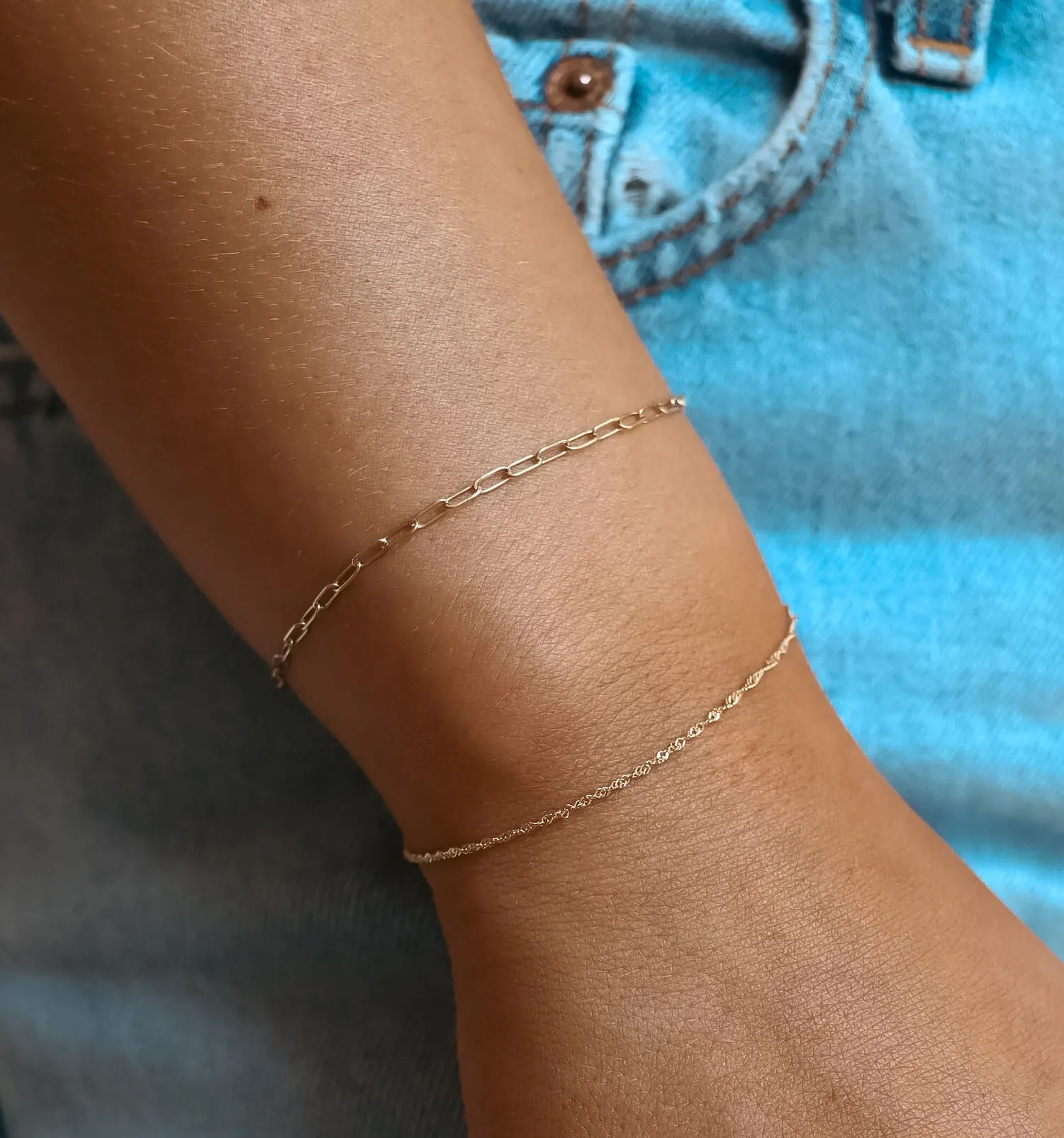 2.0 mm Fine Paperclip Chain 14K Solid Gold Permanent Jewelry Link - By the Inch / PMJ0014