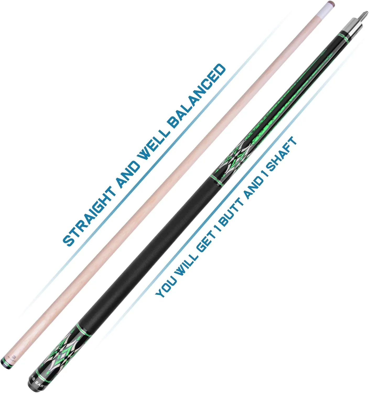 58" Pool Cue Stick Canadian Maple 13mm Tip Billiard Cue with Irish Linen Wrap