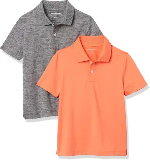 Amazon Essentials Boys and Toddlers' Short-Sleeve Active Performance Polo Shirts, Pack of 2
