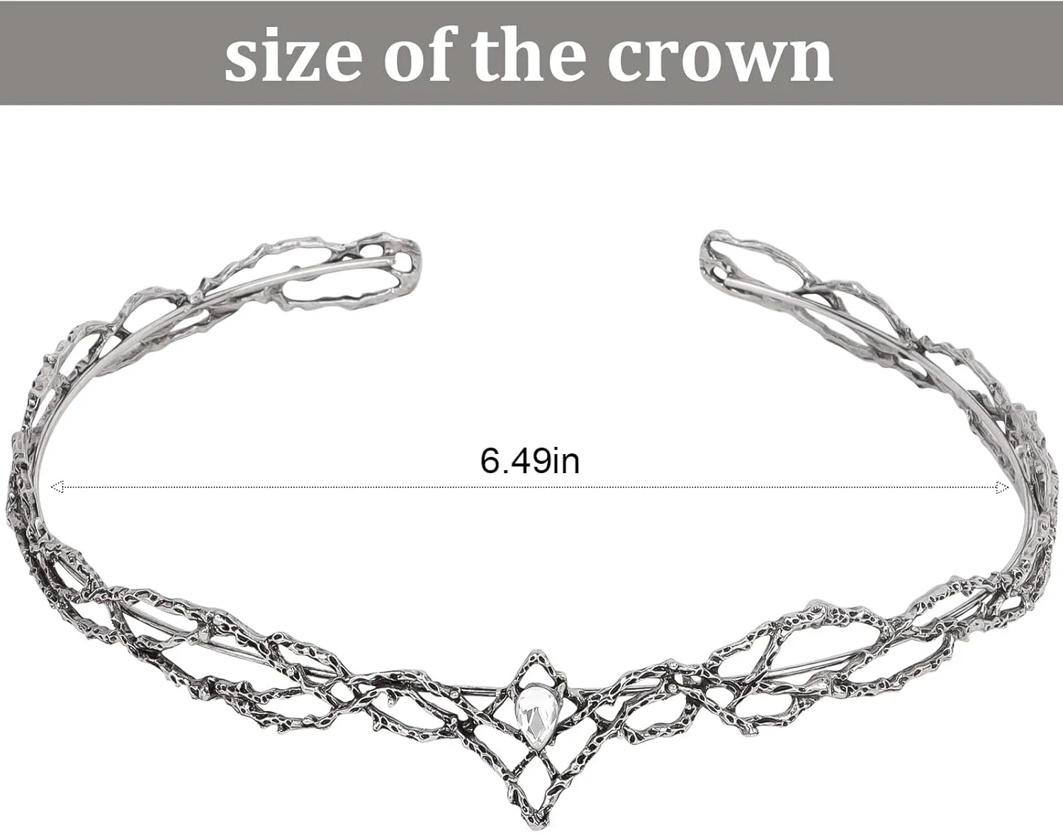 ANBALA Rhinestone Fairy Crown for Women Crystal Elf Crown Silver/Gold Circlet Costume Headwear for Men Renaissance Headpiece for Birthday Party Cosplay Halloween