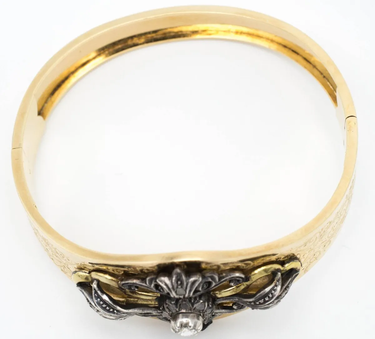 Antique Dutch bracelet in rose gold and silver with rose diamond