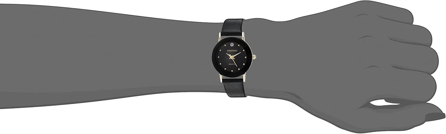 Armitron Women's 75/2447 Diamond-Accented Leather Strap Watch