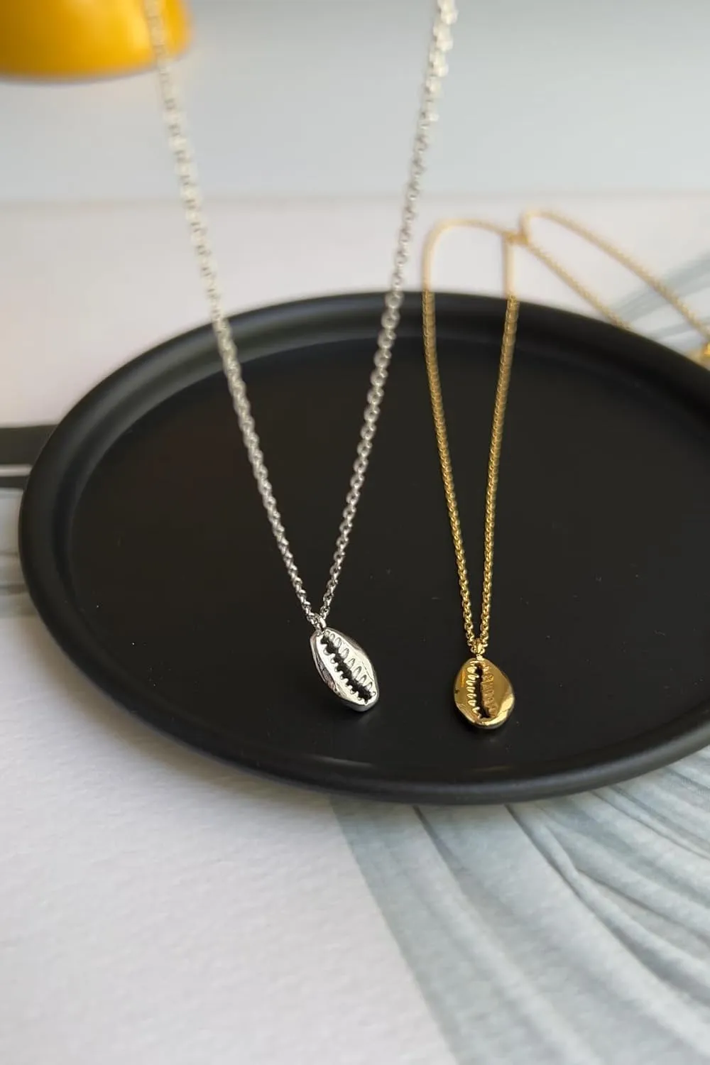 Beach Ocean Lover Necklace For Women, Beach Wave Whale tail Surfing Pendant Necklace 18K Gold Dipped Silver Dainty Beach Necklace (Silver, Shell)