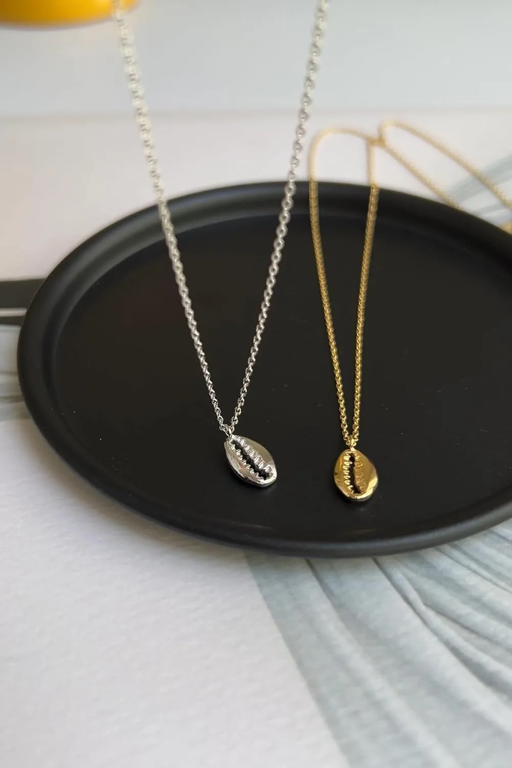 Beach Ocean Lover Necklace For Women, Beach Wave Whale tail Surfing Pendant Necklace 18K Gold Dipped Silver Dainty Beach Necklace (Silver, Shell)