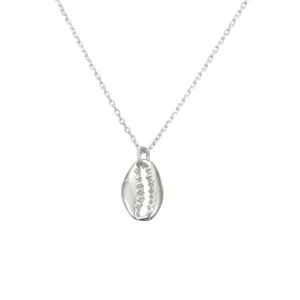 Beach Ocean Lover Necklace For Women, Beach Wave Whale tail Surfing Pendant Necklace 18K Gold Dipped Silver Dainty Beach Necklace (Silver, Shell)