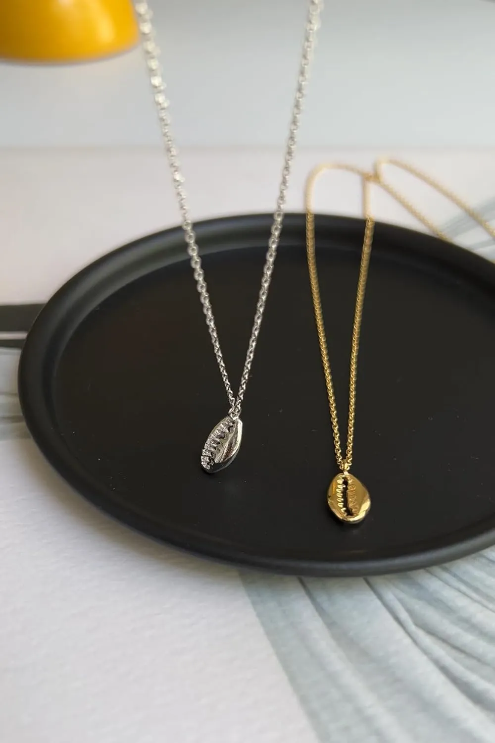 Beach Ocean Lover Necklace For Women, Beach Wave Whale tail Surfing Pendant Necklace 18K Gold Dipped Silver Dainty Beach Necklace (Silver, Shell)