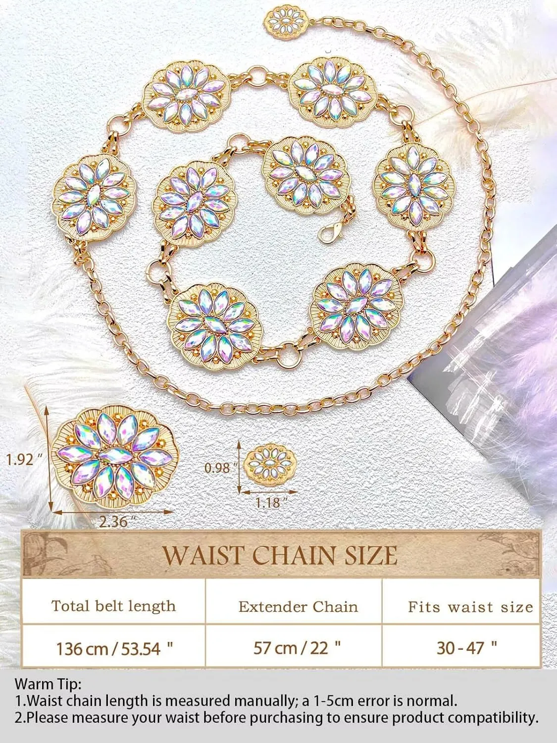 Bling Rhinestone Concho Belt Gold Metal Western Pink Crystal Chain Belt Sparkly Waist Chain for Women Dress