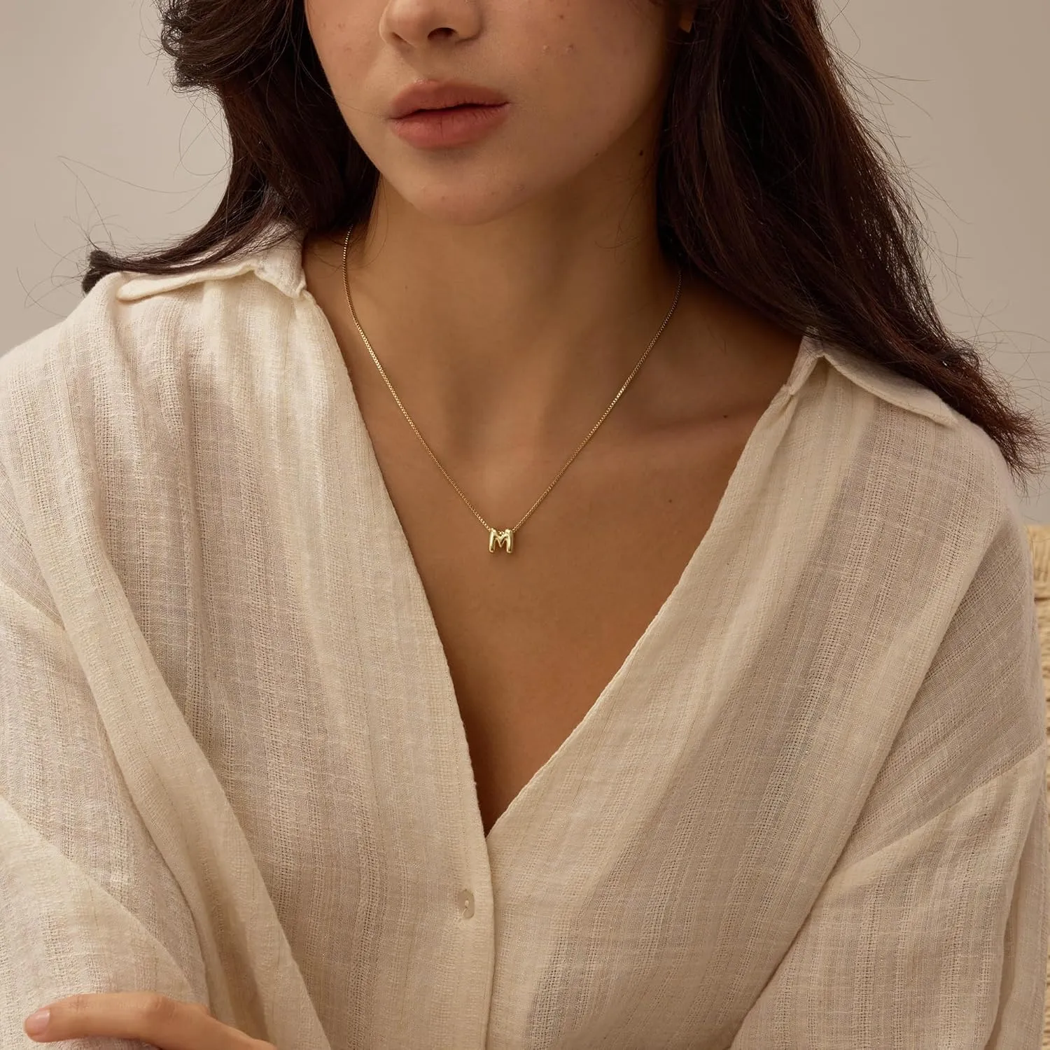 Bubble Gold Letter Necklace for Women, 14k Gold Plated Balloon Initial Necklace, Dainty Gold Necklace for Women, Personalized Bubble Pendant Name Necklace, Fashion Accessories Trendy Jewelry