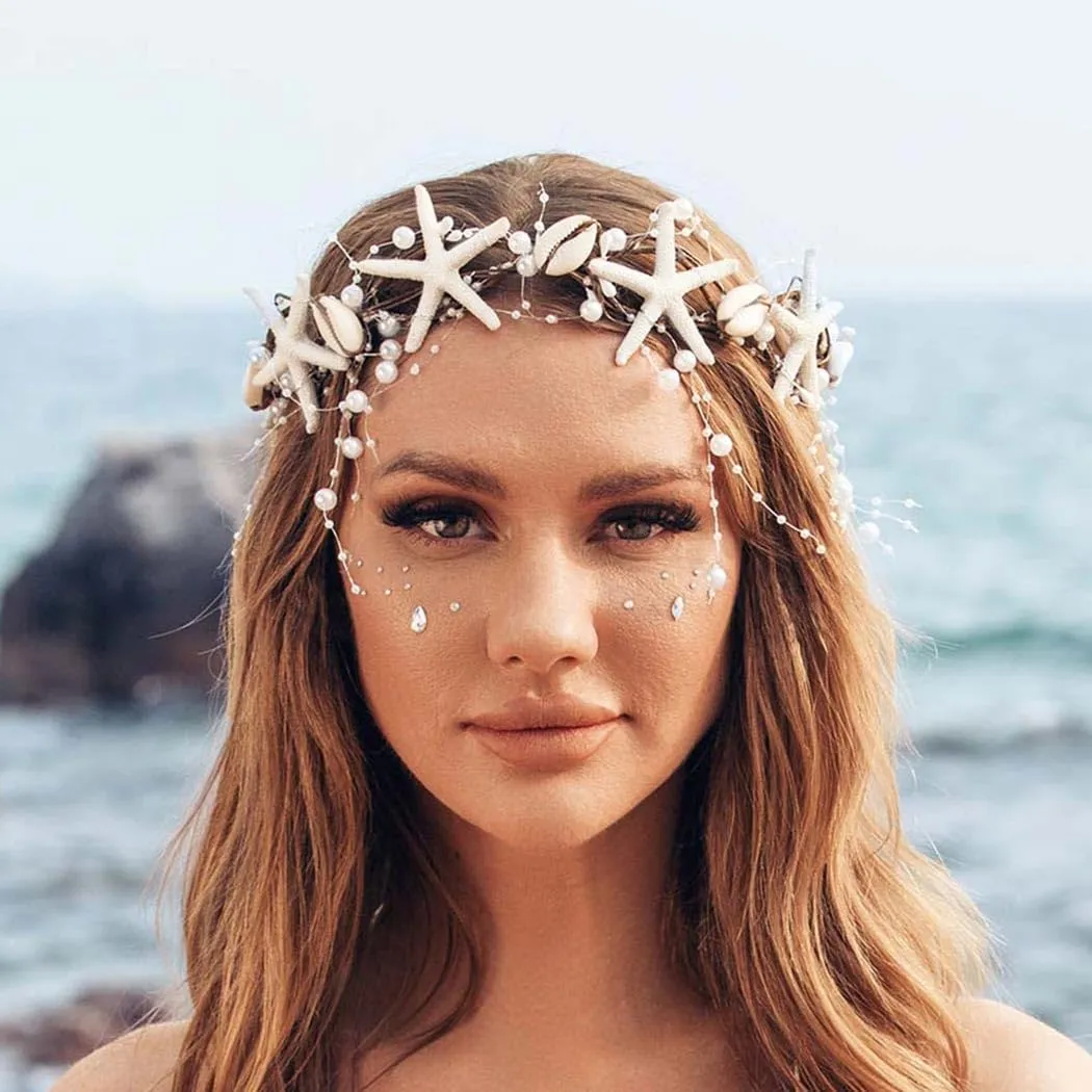 CASDRE Seashell Headband Hair Accessories Starfish Mermaid Headpiece for Women
