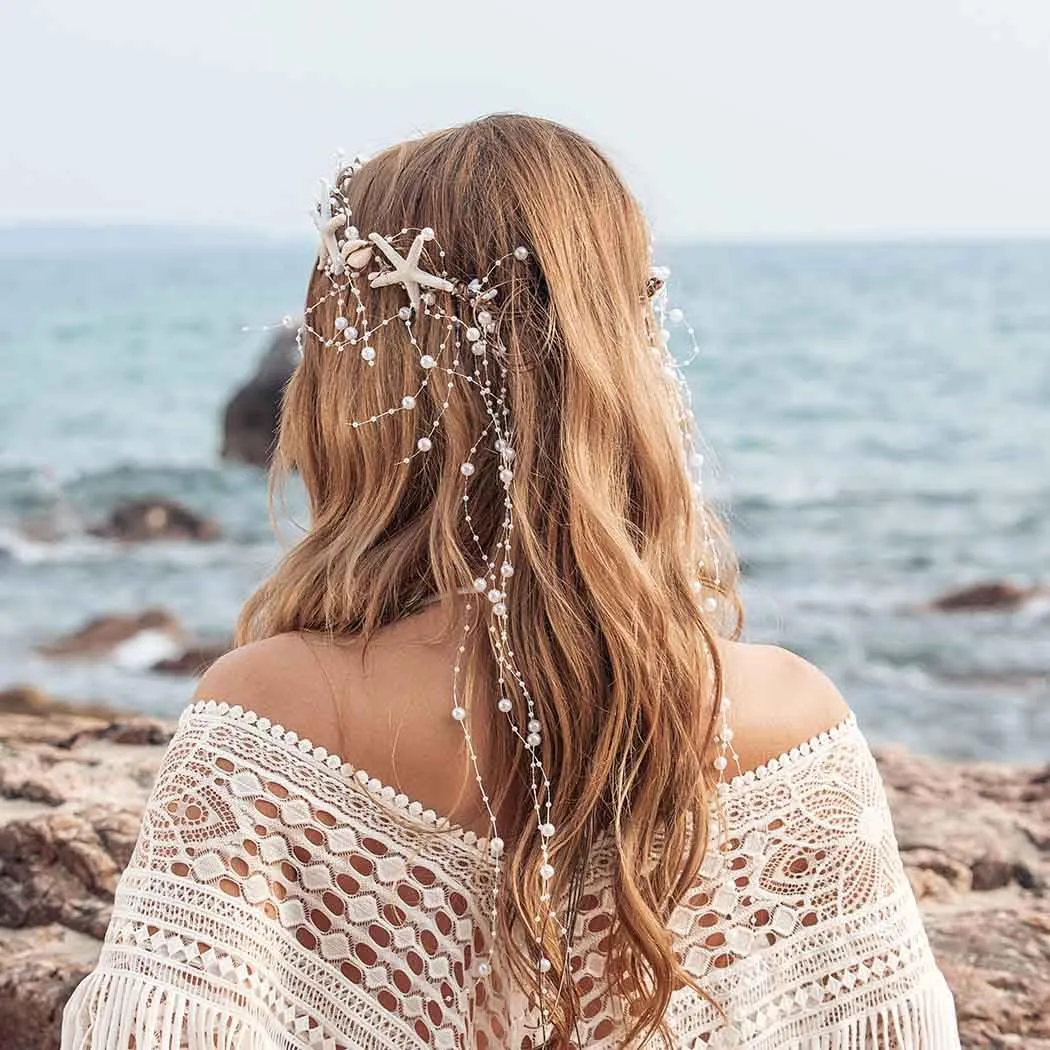CASDRE Seashell Headband Hair Accessories Starfish Mermaid Headpiece for Women