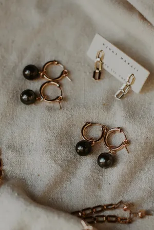 Clasp Hoop Earrings - Tahitian Pearl
