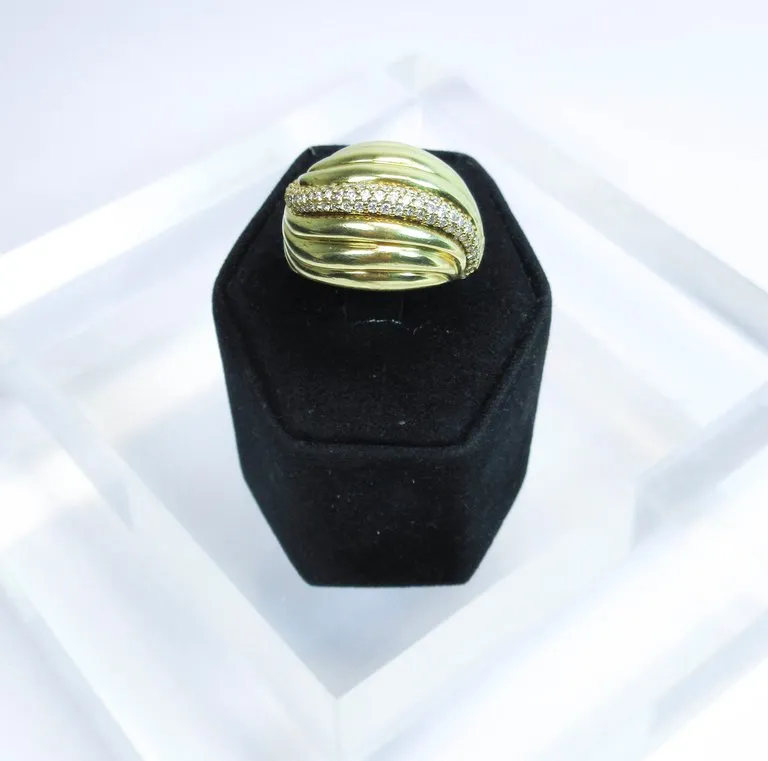 DAVID YURMAN Diamond Ring 18 Karat Yellow Gold Size 7 1/2