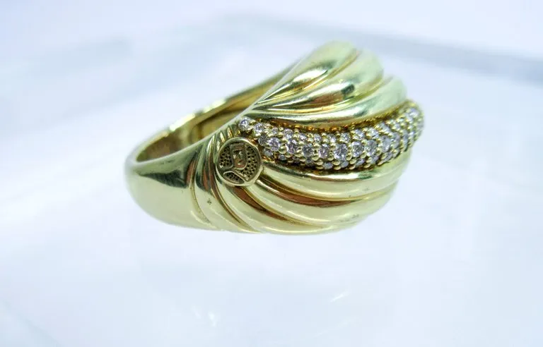 DAVID YURMAN Diamond Ring 18 Karat Yellow Gold Size 7 1/2