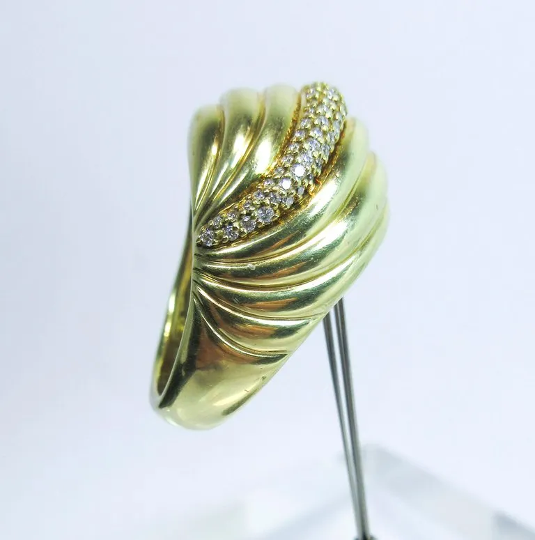 DAVID YURMAN Diamond Ring 18 Karat Yellow Gold Size 7 1/2