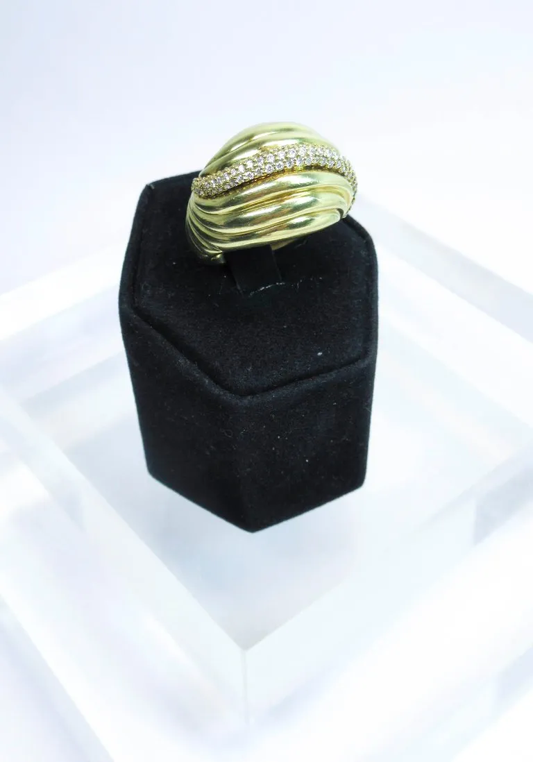 DAVID YURMAN Diamond Ring 18 Karat Yellow Gold Size 7 1/2