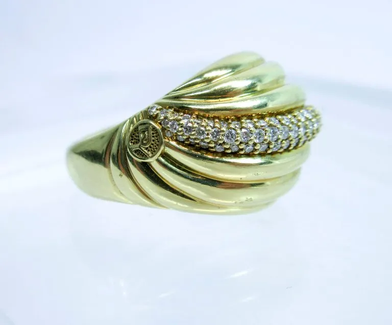 DAVID YURMAN Diamond Ring 18 Karat Yellow Gold Size 7 1/2