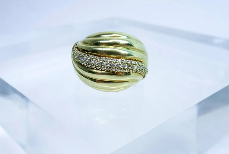 DAVID YURMAN Diamond Ring 18 Karat Yellow Gold Size 7 1/2
