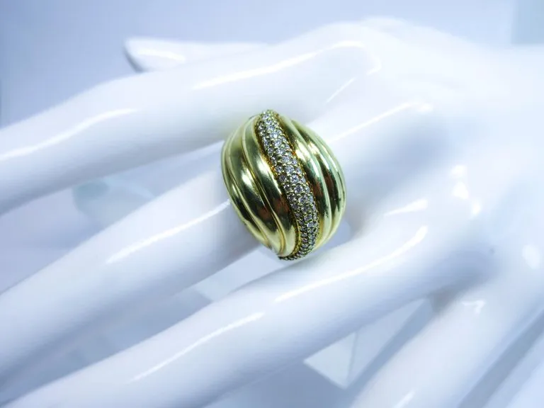 DAVID YURMAN Diamond Ring 18 Karat Yellow Gold Size 7 1/2