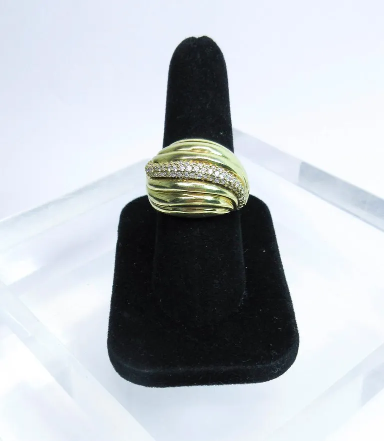 DAVID YURMAN Diamond Ring 18 Karat Yellow Gold Size 7 1/2