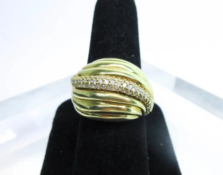 DAVID YURMAN Diamond Ring 18 Karat Yellow Gold Size 7 1/2