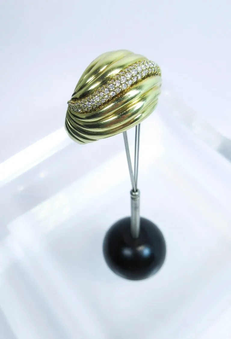 DAVID YURMAN Diamond Ring 18 Karat Yellow Gold Size 7 1/2