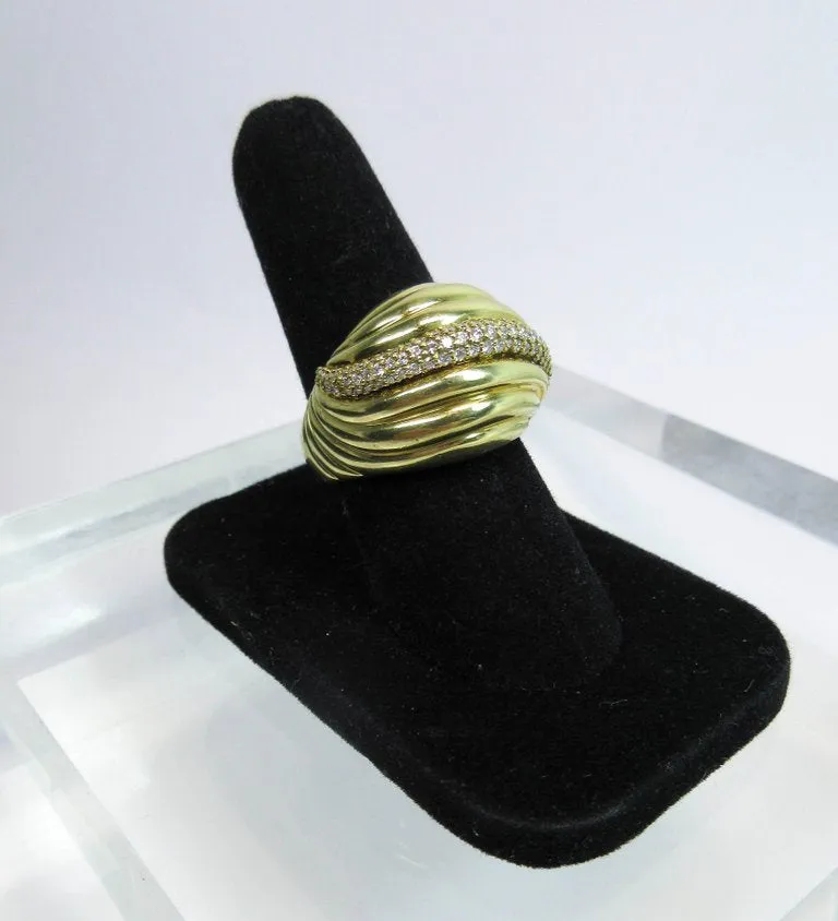 DAVID YURMAN Diamond Ring 18 Karat Yellow Gold Size 7 1/2