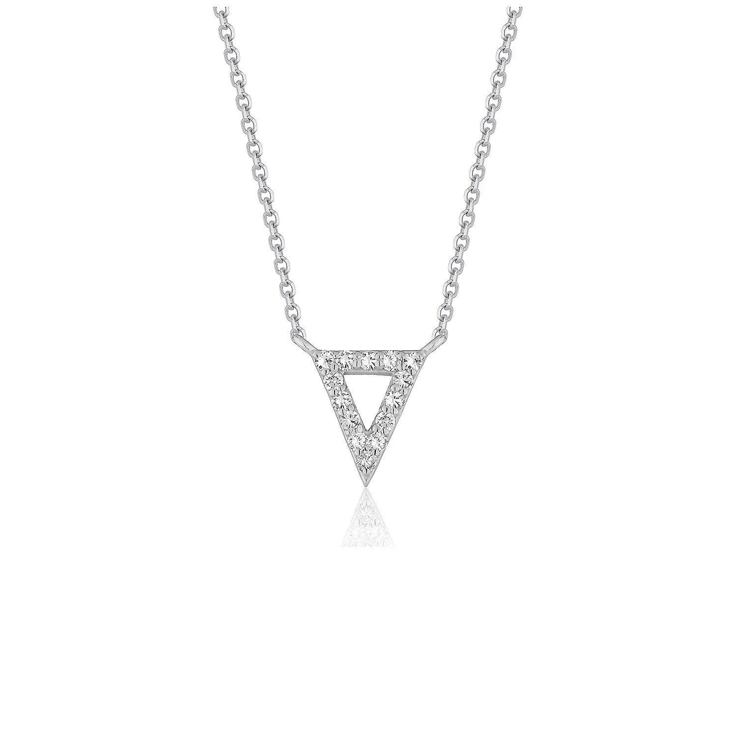 Diamond Inverted Triangle Pendant in 14k White Gold