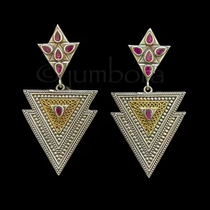 Dual Tone Oxidized German Silver Earring