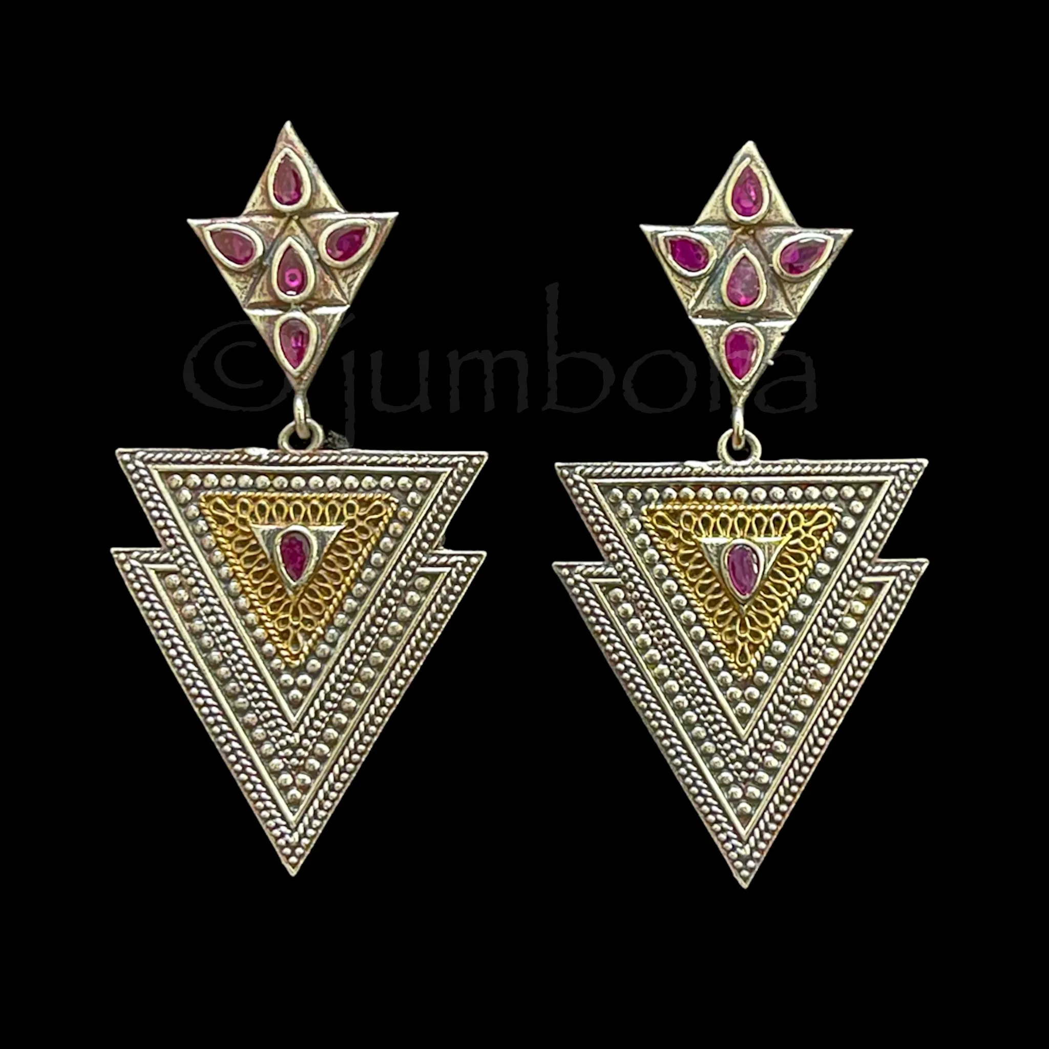 Dual Tone Oxidized German Silver Earring