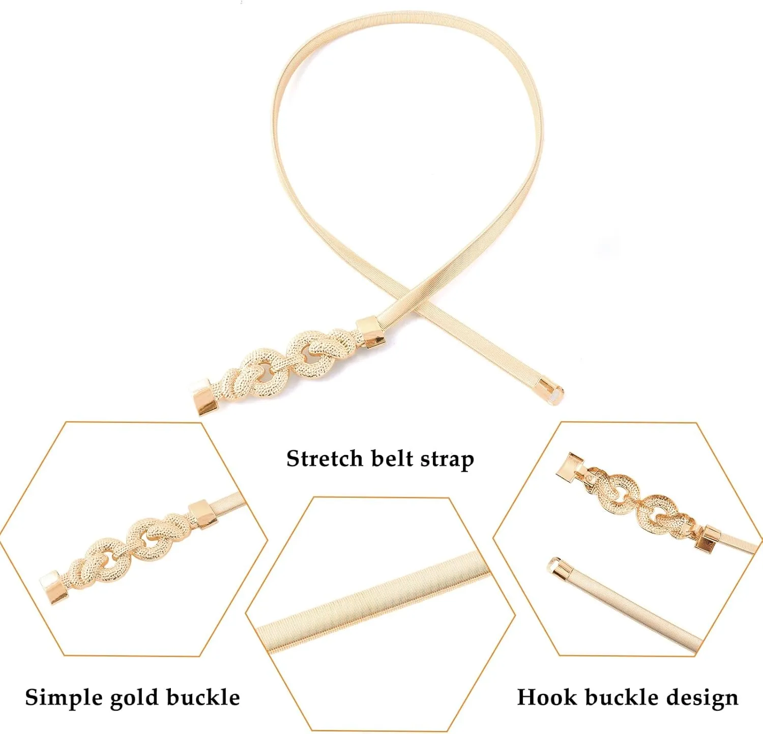 E-Clover Womens Fashion Metal Stretch Waist Skinny Belt Waistband