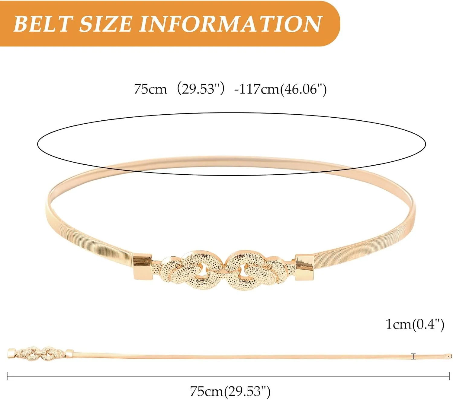 E-Clover Womens Fashion Metal Stretch Waist Skinny Belt Waistband