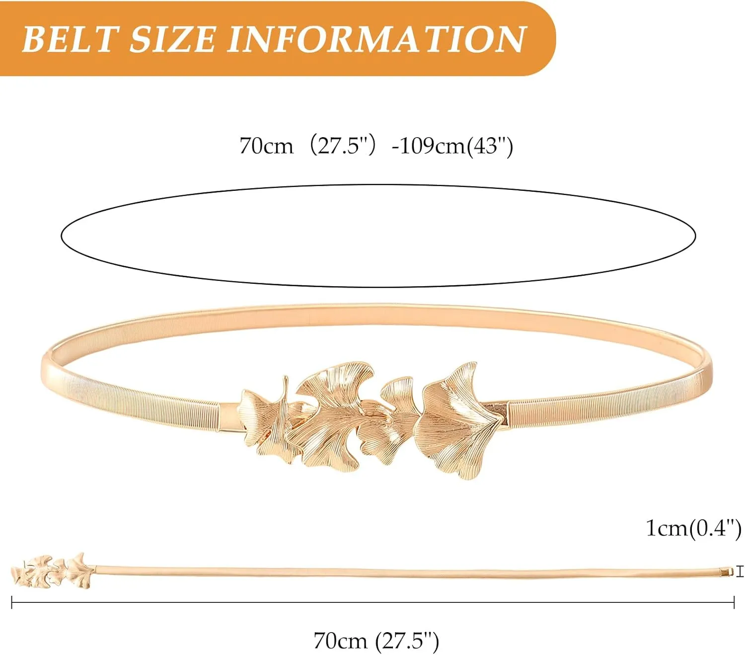 E-Clover Womens Fashion Metal Stretch Waist Skinny Belt Waistband