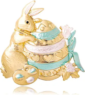 Easter Egg Rabbit Brooch Pin for Women Vintage Gold Plated Animal Bunny Brooches Colorful Crystal Flower Basket Rhinestone Bow Rabbit Brooch Spring Jewelry