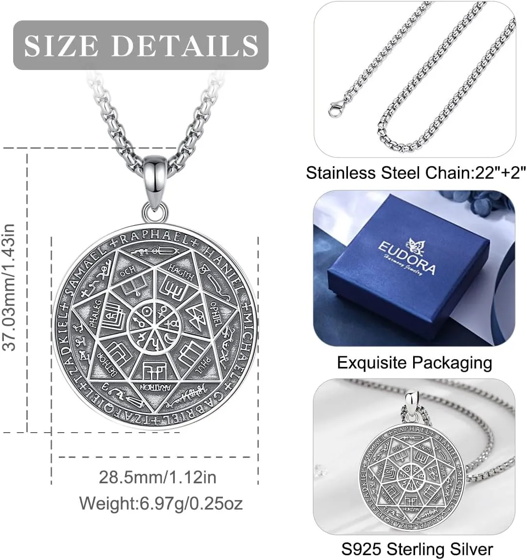 EUDORA 925 Sterling Silver St Christopher/St Benedict/St Michael/Virgin Mary/San Judas Tadeo/Good Shepherd Cross/Archangel Necklace Medal Pendant Protection Religious Amulet Jewelry For Men Women