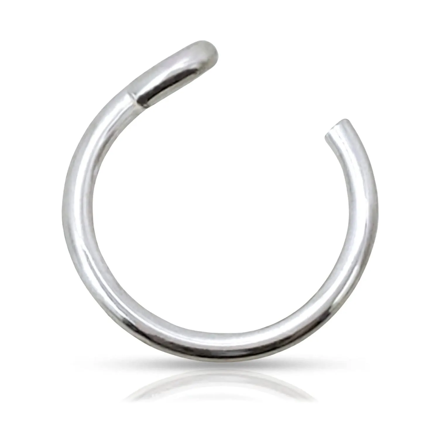 Fake Clip On Nose Ring 20g - Tiny Faux Piercing Hoop - No Piercing Needed (925 Sterling Silver)