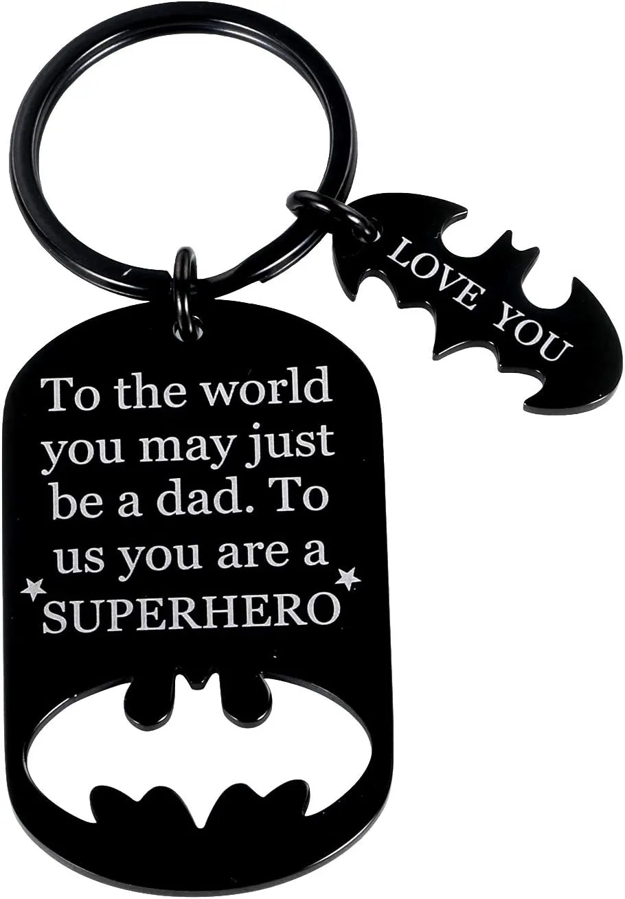 Fathers Gifts Dad Birthday Keychain for Daddy Step Dad to Be Husband from Daughter Son Wife Kids I Love You Key Ring Father of The Bride Step Father Figure Wedding Anniversary Men Him Black