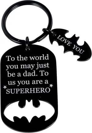 Fathers Gifts Dad Birthday Keychain for Daddy Step Dad to Be Husband from Daughter Son Wife Kids I Love You Key Ring Father of The Bride Step Father Figure Wedding Anniversary Men Him Black