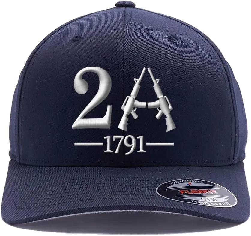 Flex Baseball 2A 1791 and We The People - Protect The 2nd Amendment hat- Custom Embroidered Flex Fitted Baseball Cap