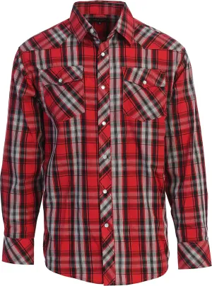 Gioberti Men's Western Plaid Long Sleeve Shirt with Pearl Snap-on