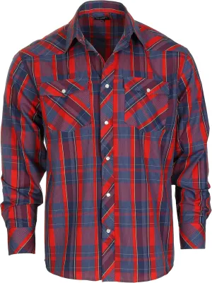 Gioberti Men's Western Plaid Long Sleeve Shirt with Pearl Snap-on